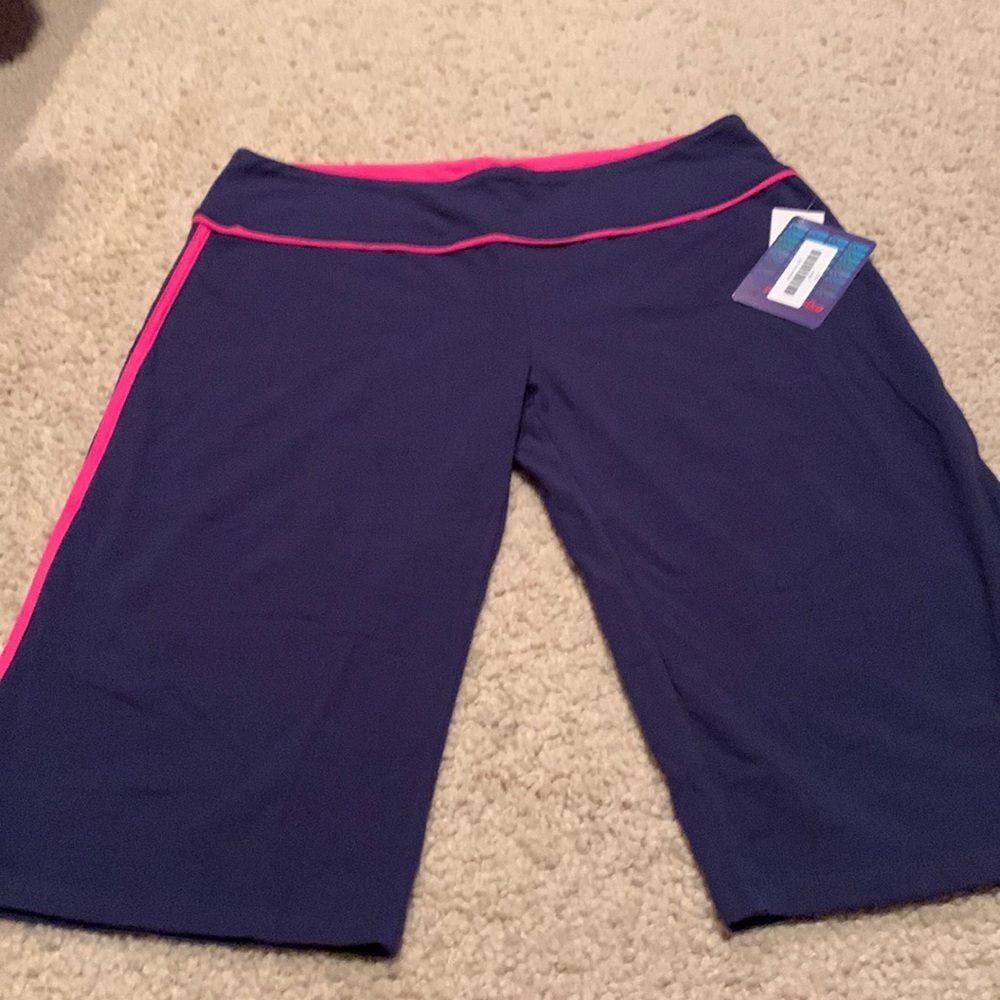 Marika Navy/Pink Cotton and Spandex Workout Pants NWT
